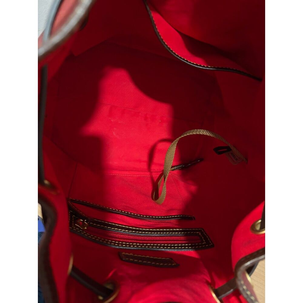 Dooney & Bourke Red Leather Drawstring Bucket Bag EUC - Picture 6 of 9